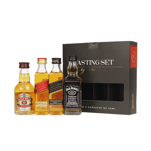 Kit Tasting Set Whisky Jack Daniels, Chivas, Red e Black Label 50ml